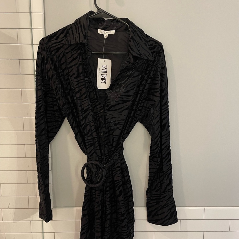12th Tribe After Party Black Velvet Zebra Dress